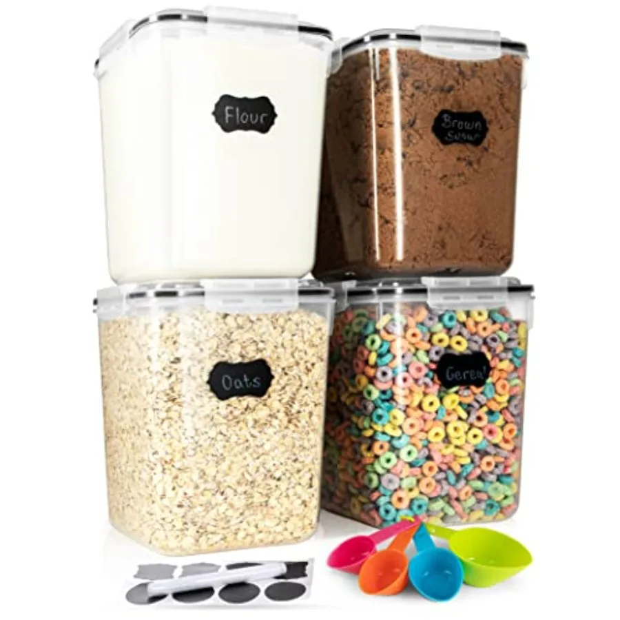 

5.3L Flour Sugar Storage Containers 4pk Airtight Large Food Storage Canisters for Kitchen Pantry Organization Ideal for Storing