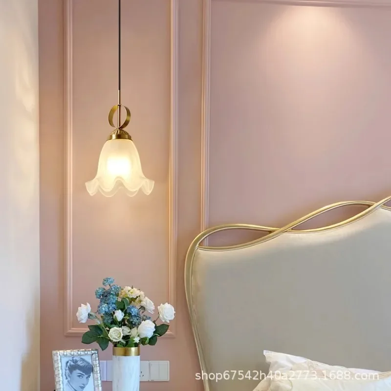 

French Minimalist Chandelier Creative Copper Art Glass Lamp Bedroom Living Room Restaurants Study Light Hotel Lightings Fixtures