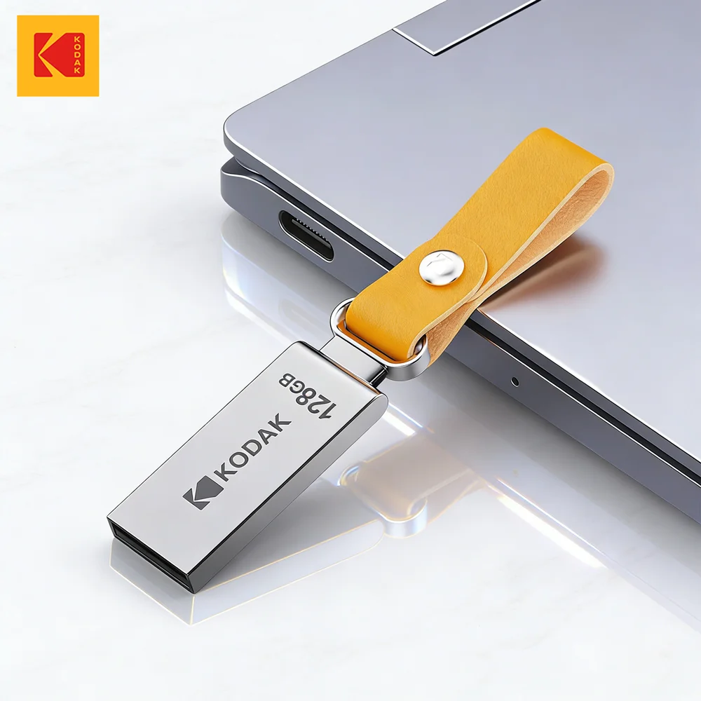 Kodak Original USB 2.0 Flash Drive with Keychain 32GB 64GB 128GB Pendrive Waterproof Memory Stick Leather Landyard Metal U Disk