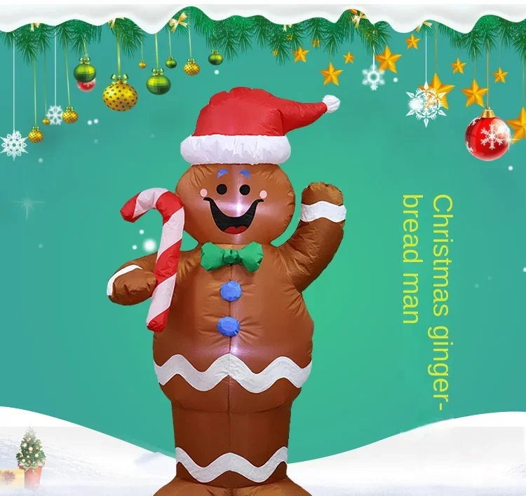 

1.5M LED Inflatable Christmas Gingerbread Man Ornament Christmas Decorations Outdoor for Home navidad 2024 New Year Party Decor