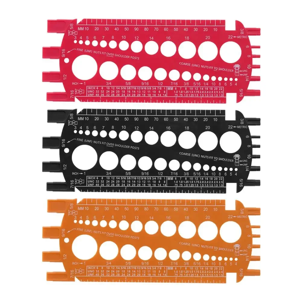 Portable Nut and Bolt and Drill Bit Thread Checker, Screw Measuring Tool, Standard Metric Imperial Female Thread Gauge