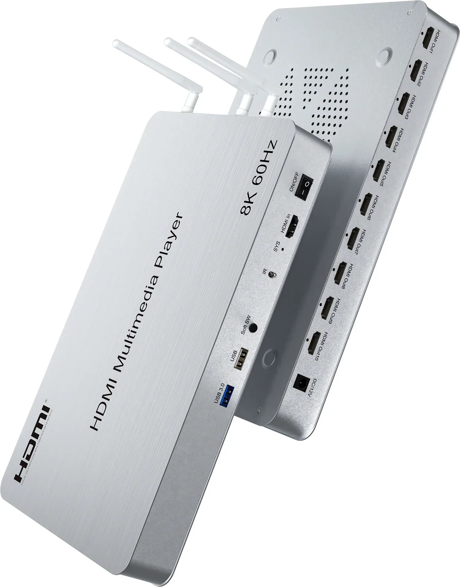 8K 60Hz 10 Port HDMI Multi-Media Player USB 3.0 KVM U Flash Disk Video Player HDR10 3D 48Gbps H.265 Andriod 10.0 2K 4K Wifi DLNA