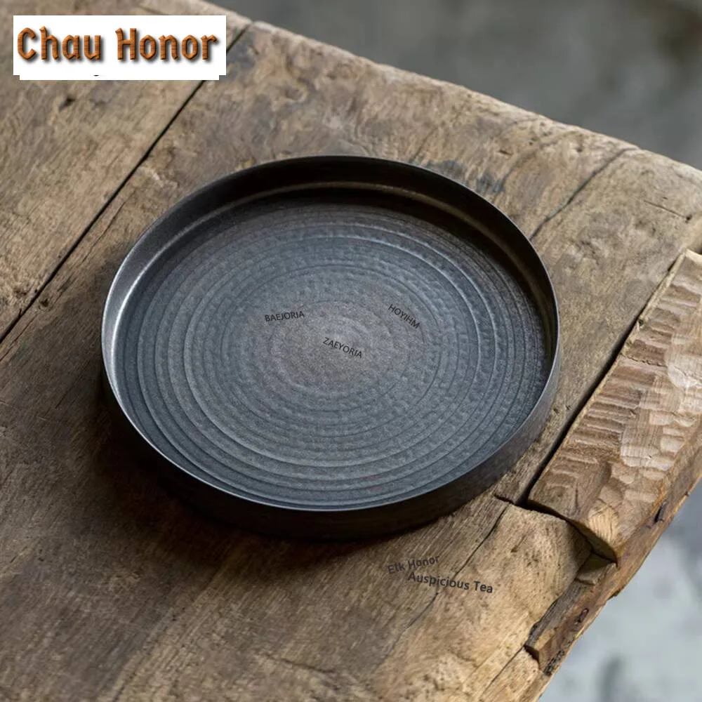 Handmade Iron Glaze Coarse Pottery Pot Bearing Holder Retro Dry Brew Table Tea Tray Refreshment Fruit Plate Tea Services Craft