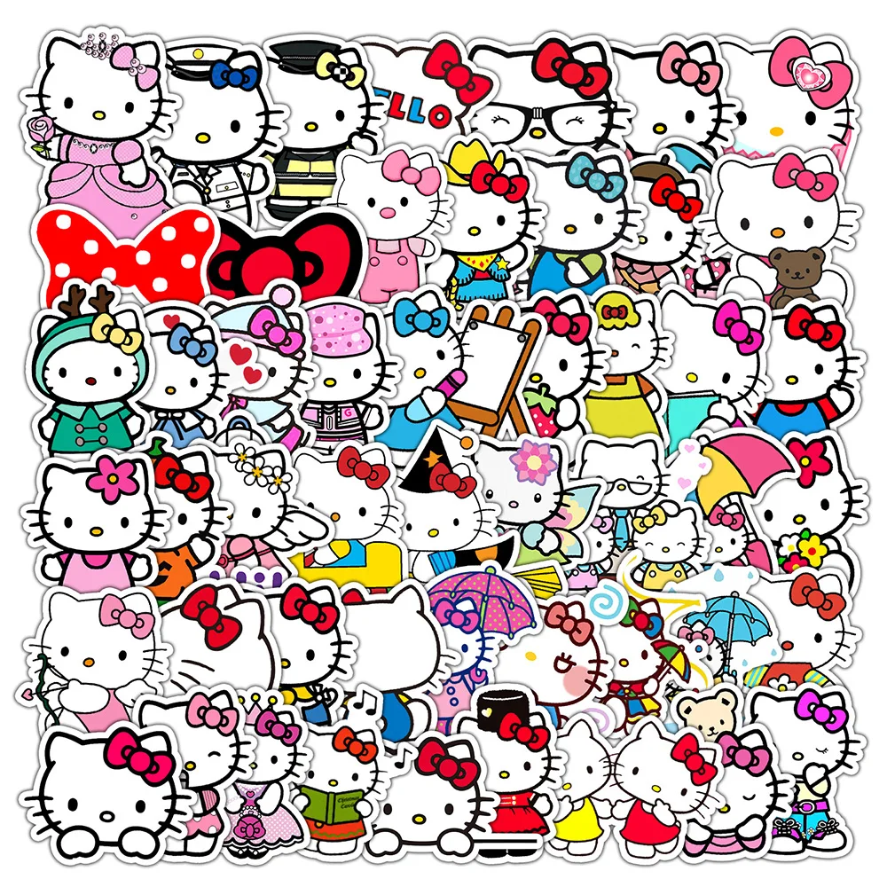 10/30/50pcs Sanrio Cartoon Anime Kawaii Hello Kitty Stickers Decal for Kid Birthday Gift DIY Stationery Phone Decoration Sticker