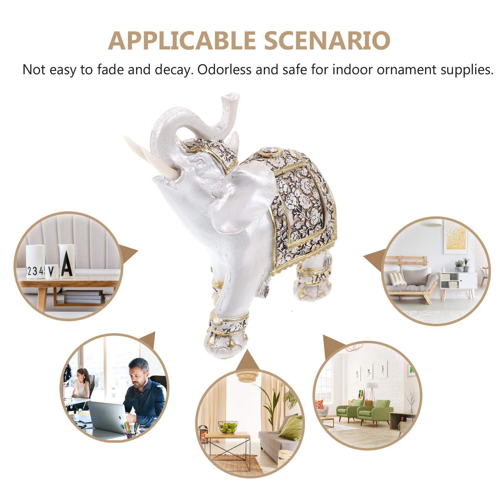 

Pair Resin Elephant Ornament Desktop Decor Creative Couple Design 13.5x6.5x14cm Elegant Eco-Friendly Resin Sculpture for Home