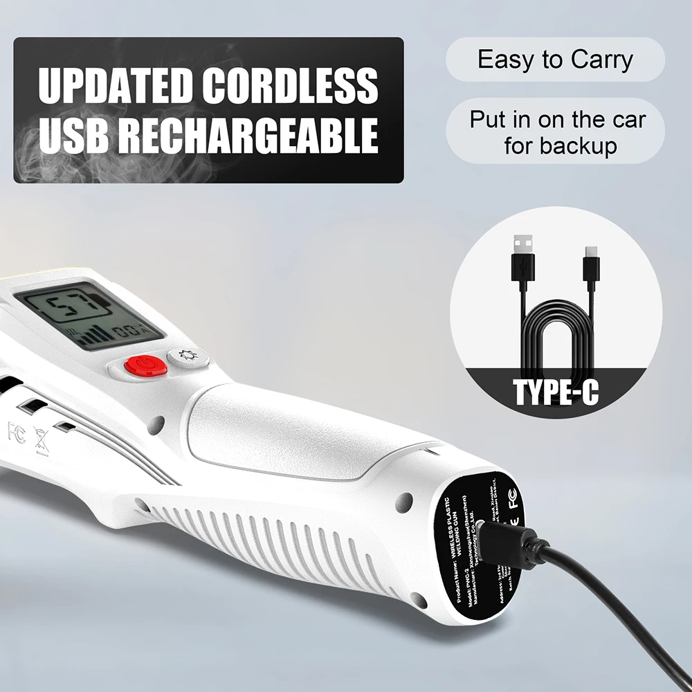 500W Plastic Welder 3 Speed Heat Adjustable Power LED Display USB Charging Wireless Handheld Welding Equipment Welding Torch