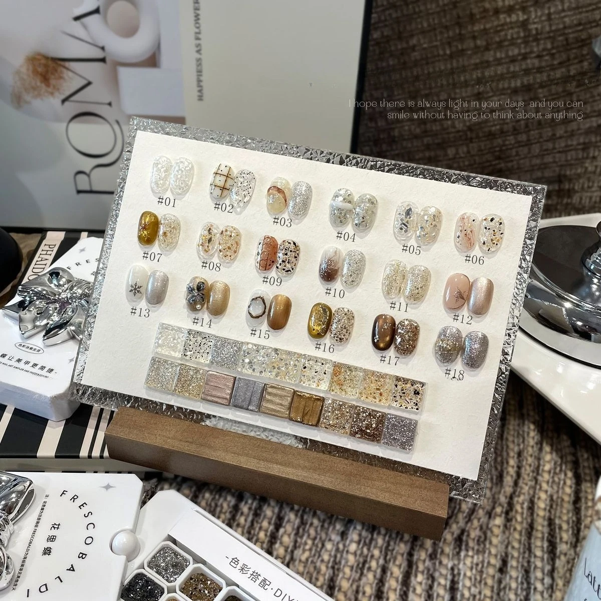 18 Farben Gold Glitzer Gel Nagellack Glänzende Nagelmaterialien Semi Permanent Soak Off UV/LED Gel Lacke Nail Art für Maniküre