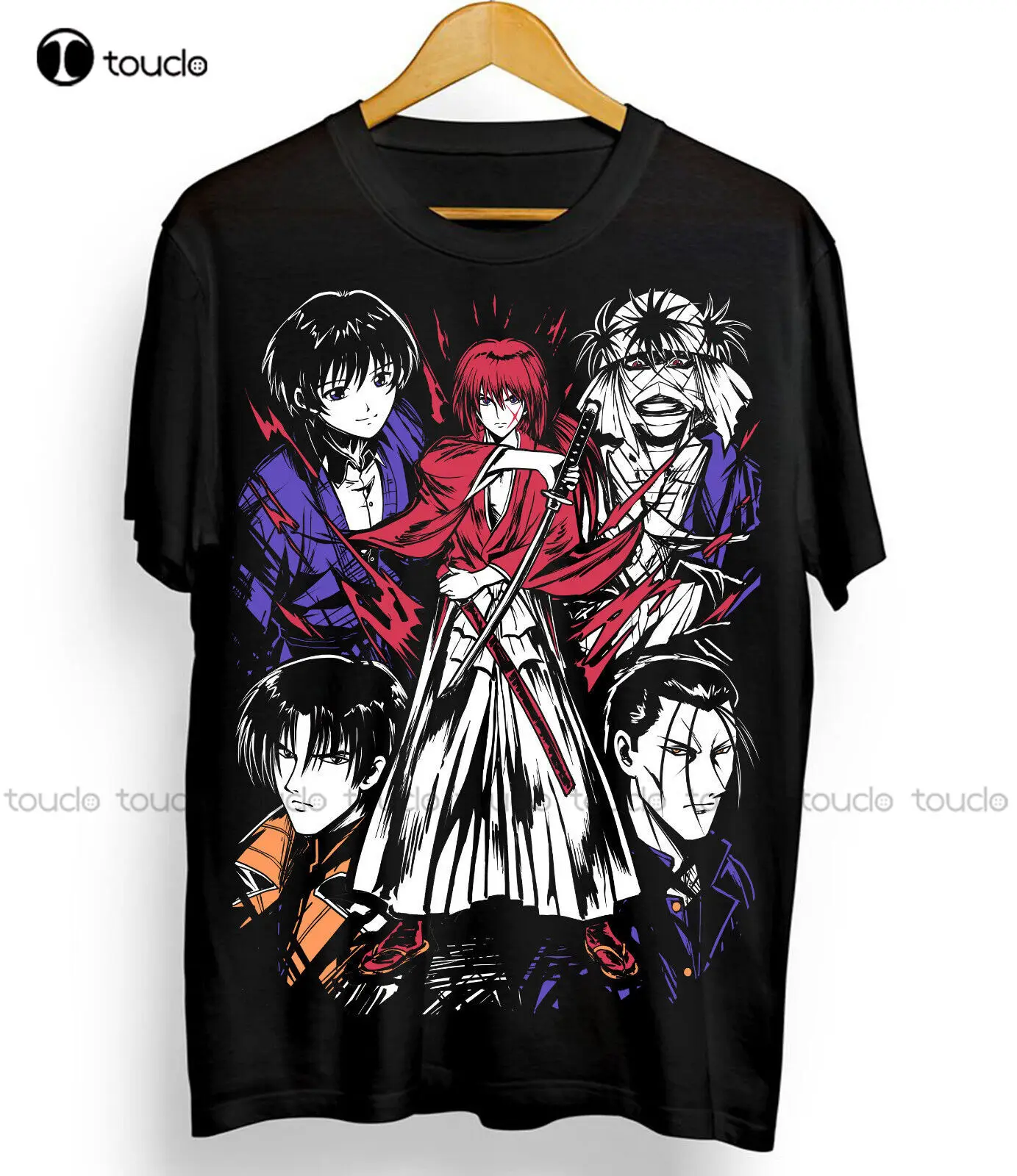 Rurouni Kenshin Samurai Himura T-Shirt Rurouni Kenshin Art Black Shirt All Size Christmas Gift Streetwear Xs-5Xl Tshirt