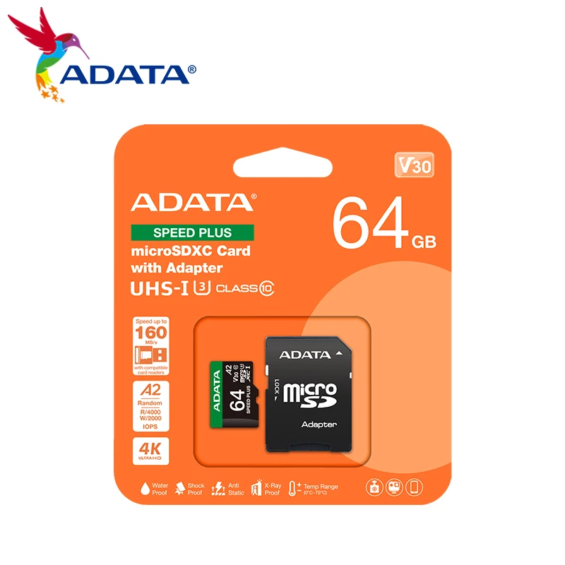 ADATA SPEED PLUS microSDXC UHS-I U3 Class10 Card A2 High Speed Memory Card 128GB 256GB 512GB UHS-I Read Max 180MB/s TF Card