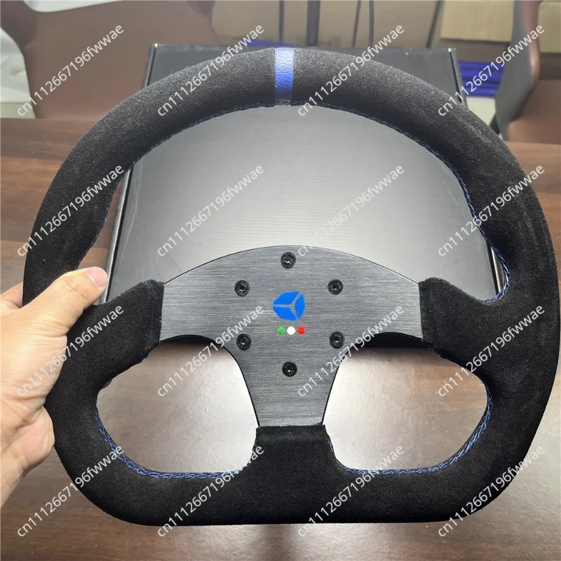Car Modification 13inch Type D Steering Wheel Suede Steering Wheel Flat Game Steering Wheel Blue Ring