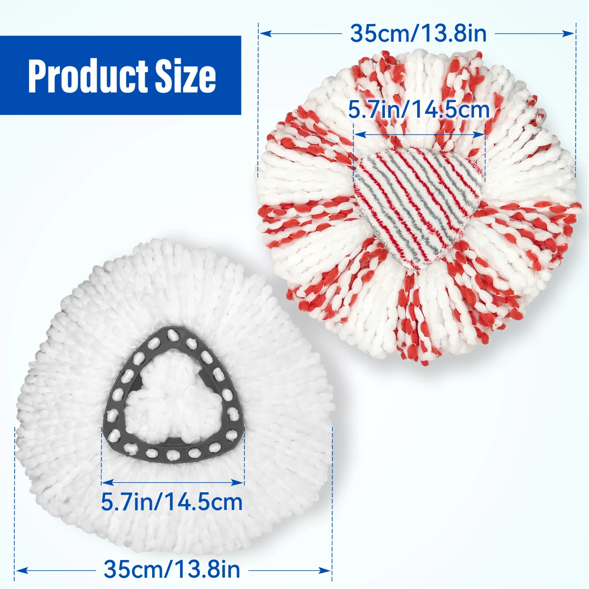 6 Pack Spin Mop Heads for O‑Cedar EasyWring 1‑Tank, 2 Red‑White+4 White Microfiber Refills, Washable, Not for RinseClean 2‑Tank