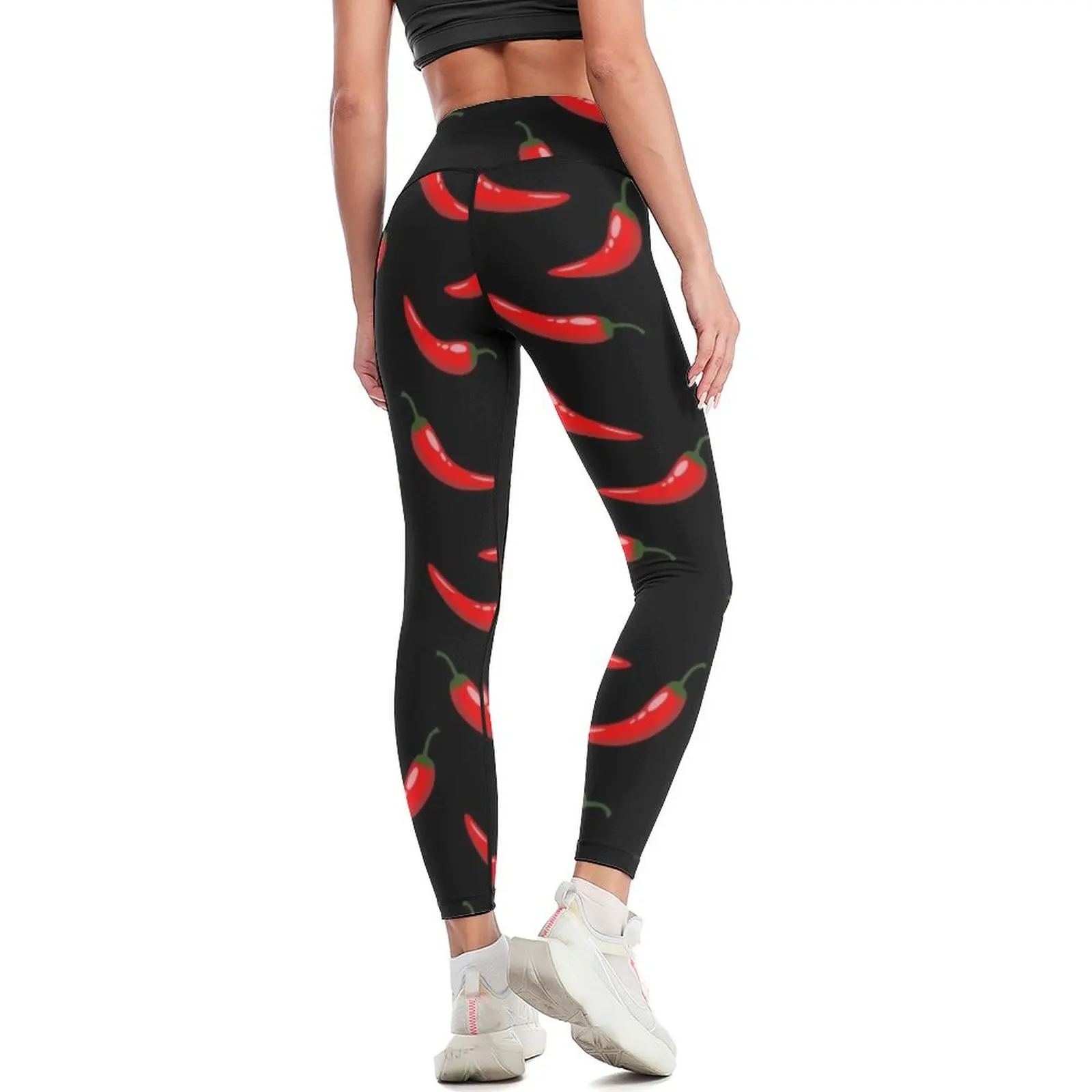 Red Chili Pepper Pattern, Hot red chili Leggings legings for fitness Sports pants woman Womens Leggings