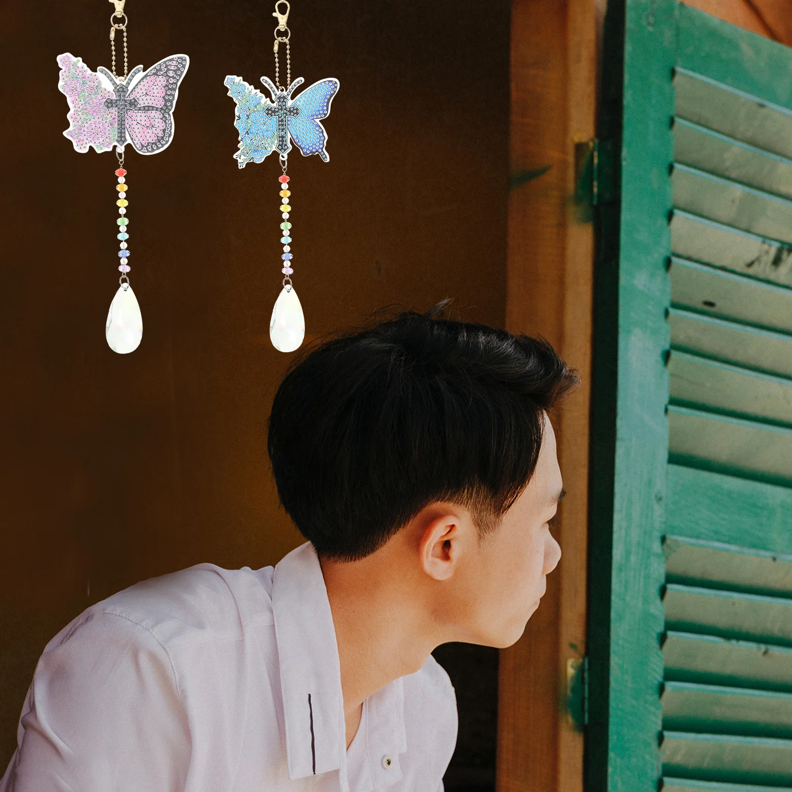 

1 set 1 Set Kit Butterfly Suncatcher Hanging Ornament Wind Chime Decor Diy Rhinestone Art Craft Small Kits Gift