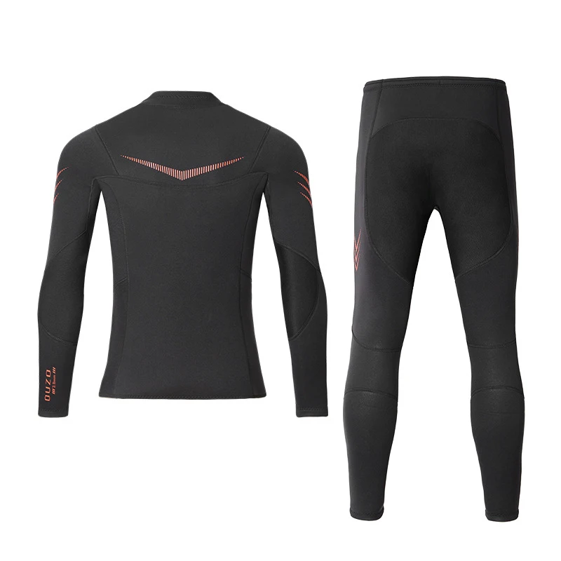 3mm Wetsuit Men Women Long Sleeve Two-Piece Diving Suit Snorkeling Surfing Anti-UV Thermal Swimwear