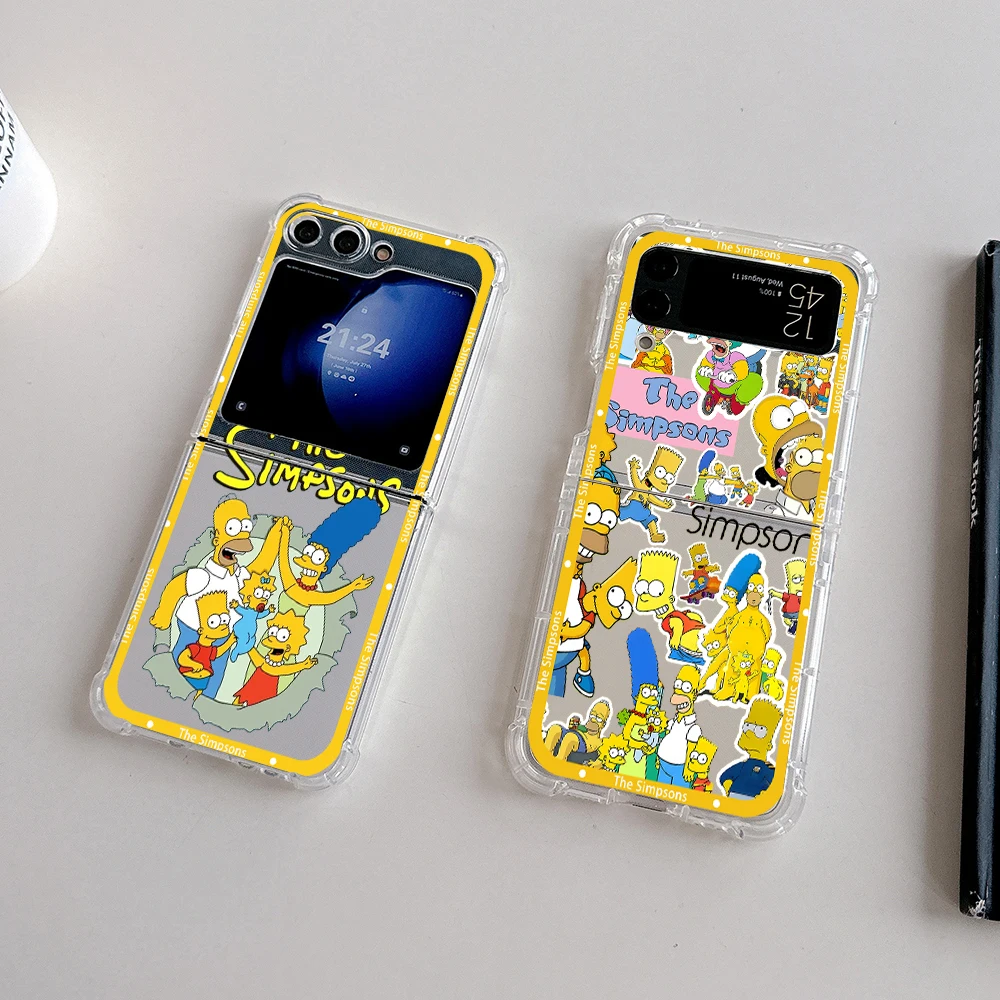 Cartoon Cute The S-Simpsons Phone Case for Samsung Galaxy Z Flip 3 4 Z Flip 5 6 Z Fold 4 5G PC Anti-fall Clear Back Cover Funda