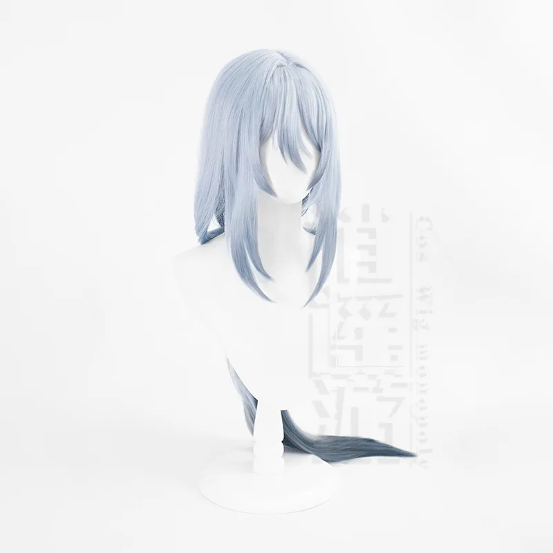 Game Honkai: Star Rail Cosplay Hanya Cosplay Wig Women Long Grey Blue Gradient Honkai Han Ya Wig Heat Resistant Hair + Wig Cap