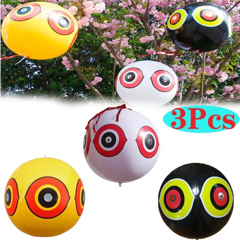 3pcs Bird Repellent Ball Orchard Repellent Balloons Inflatable Scare Eye Balloons Outdoor Repeller Pest Inflatable Ball Hunting