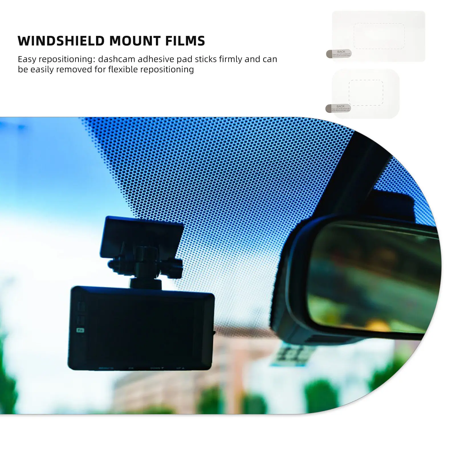 

8Pcs Windshield Dashcam Sticker Electrostatic Mount Film with Positioning Guide for Stable Camera Installation No Residue