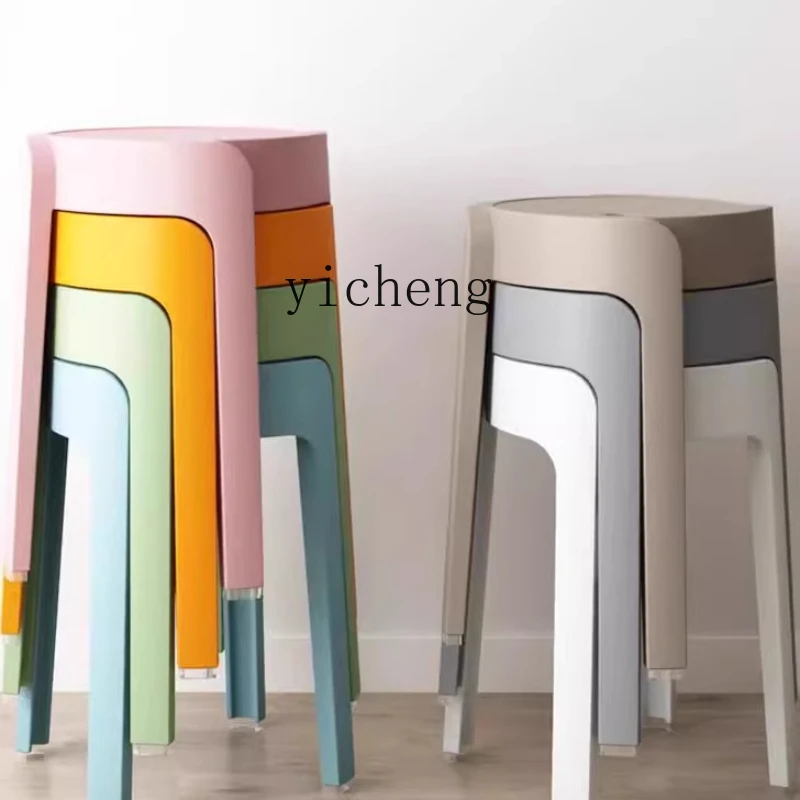

ZK plastic stool thickened household dining table cooked glue stool simple high board Nordic living room backrest stool