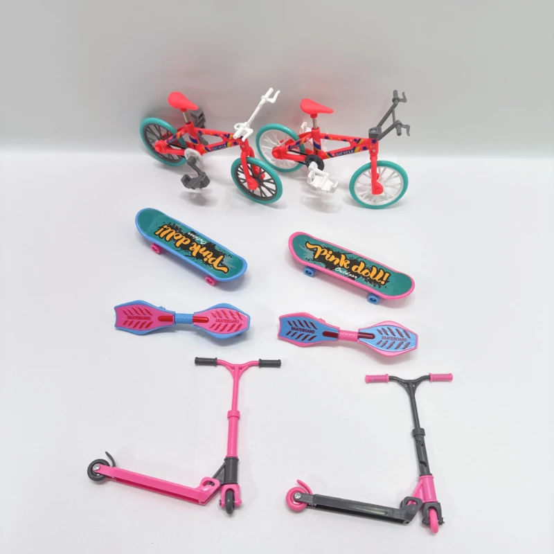 Conjunto de boneca de 3 peças, boneca de menina de 5 polegadas, 15cm de altura com acessórios, série de skate de bicicleta para crianças, casa de brincar