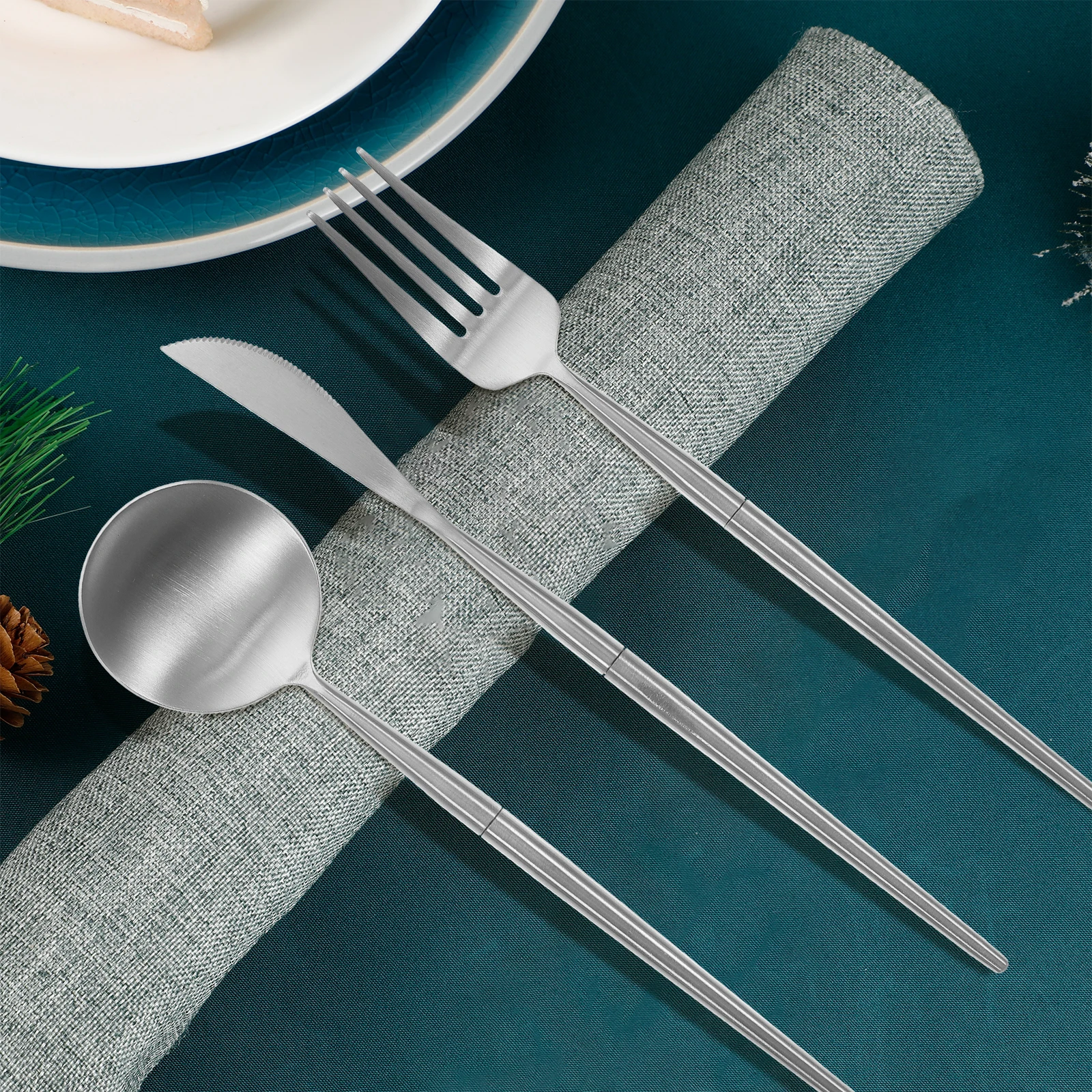 

Cutlery Spoon Set Stainless Steel Utensils Tableware Weighted Travel Outdoor Camping Serving Suite Reusable