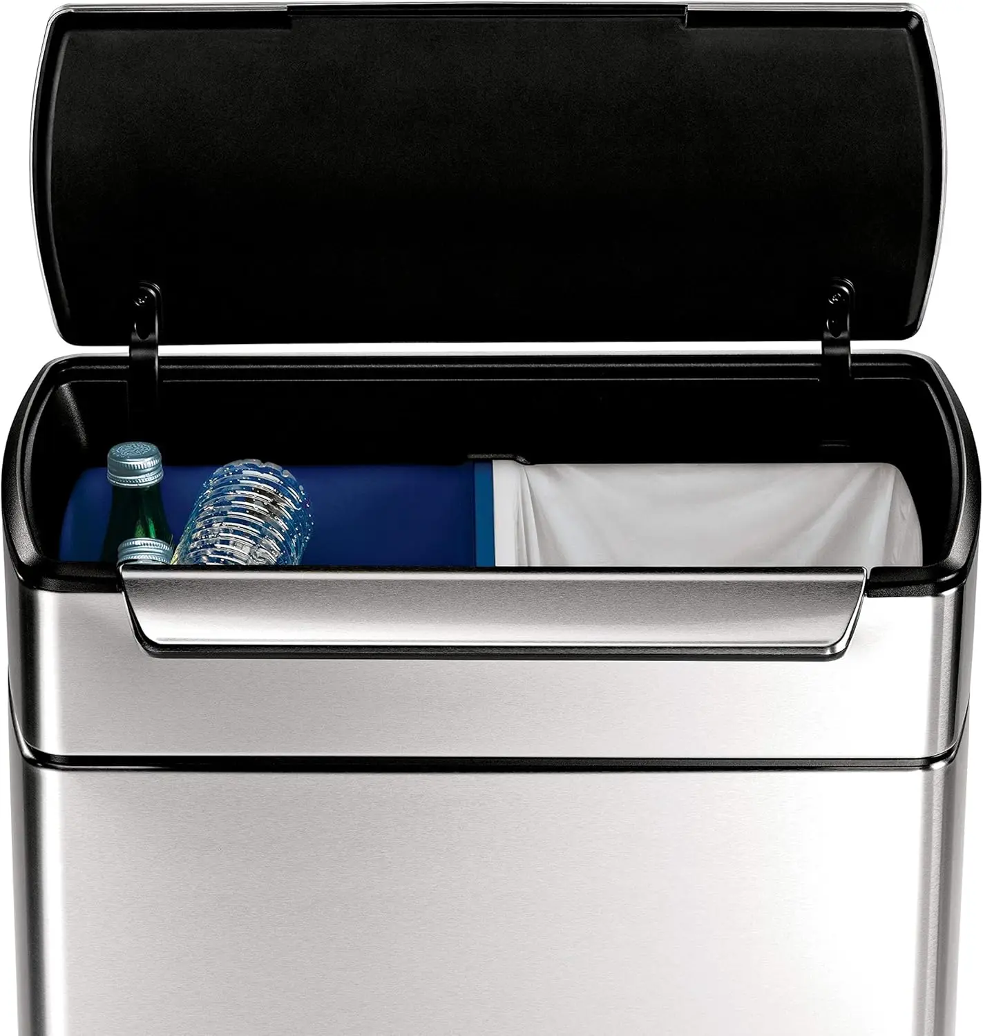 48 Liter / 12.7 Gallon Touch-Bar Dual Compartment Kitchen Recycling Trash Can, Brushed Stainless Steel