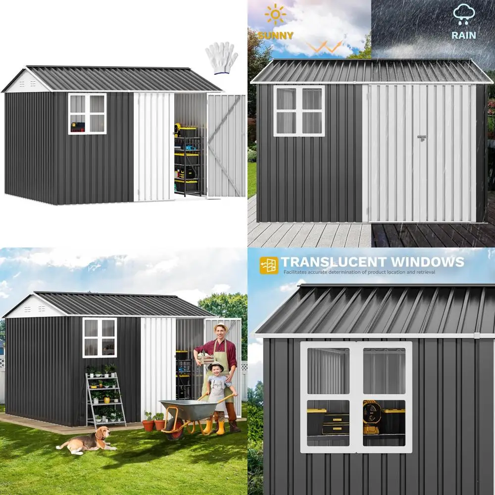 

Большой навес для хранения инструментов на открытом воздухе размером 10x8 футов с окном, запираемыми двери и наклонной крышей для использования в саду