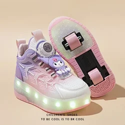 Sanrio Kuromi cute cartoon creative Heelys shoes for girls spring and autumn children's flashing roller skates holiday gift