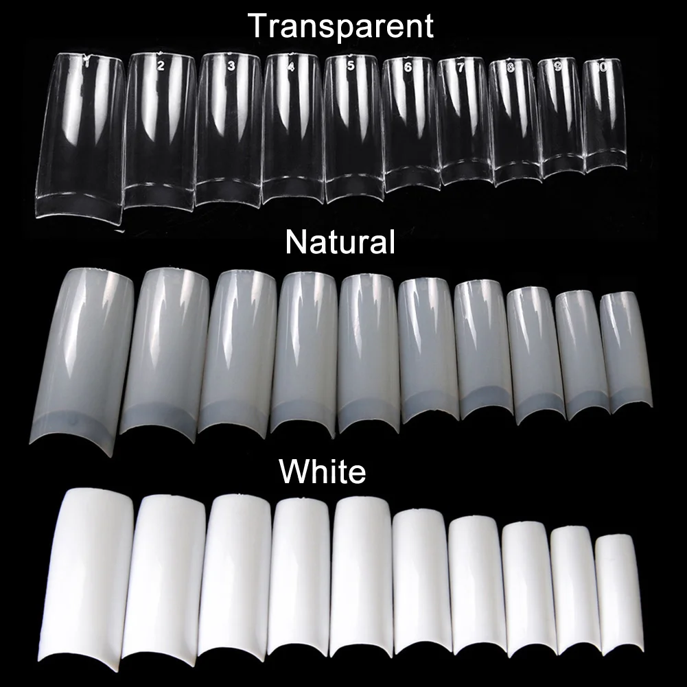 100/500 peças pontas de unhas falsas transparentes, arte de unhas falsas meio francês, ferramenta de manicure em gel uv acrílico, dispositivo de extensão de unhas, unhas postizas