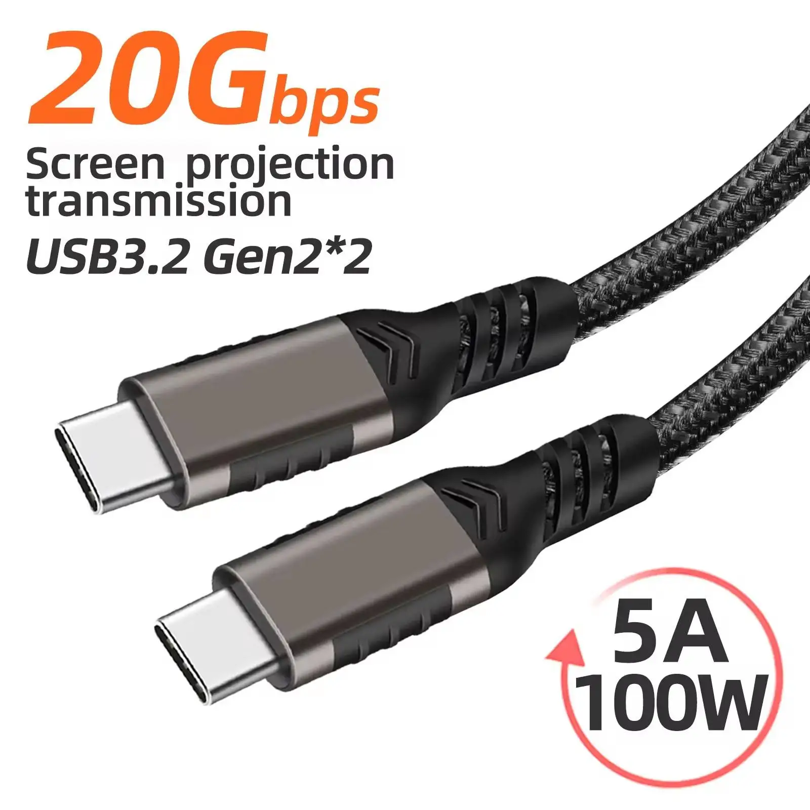 كابل Hannord USB C 3.2 Gen 2 من النوع C إلى USB C 4K@60HZ 20Gbps VR كابل PD 5A 100W سلك شحن سريع لجهاز Macbook Pro SSD Quest1/2 #1
