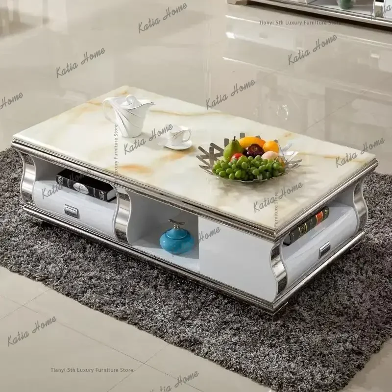 ld Nordic Luxury Marble Coffee Table Minimalist Living Room Stainless Steel Advanced Coffee Table Creative Furniture