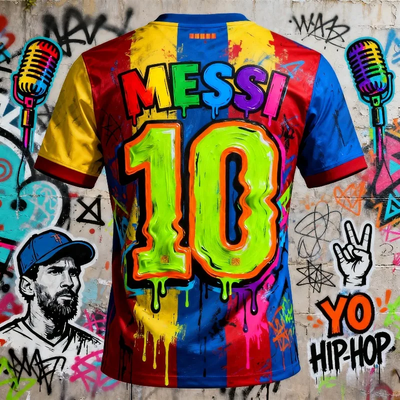 NO.10 Graffiti traje de fútbol Fan edición conmemorativa 3D impreso deportes ocio seco y transpirable camiseta para hombres y mujeres