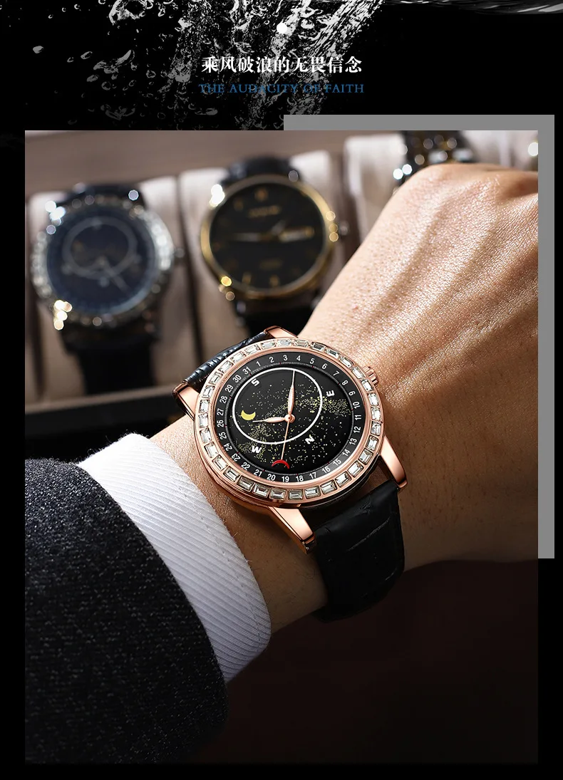 New Men's Watch, Fake Mechanical Watch, Brand Quartz Watch, Diamond Starry Sky Watch, Transparent Bottom, Waterproof Men's Watch