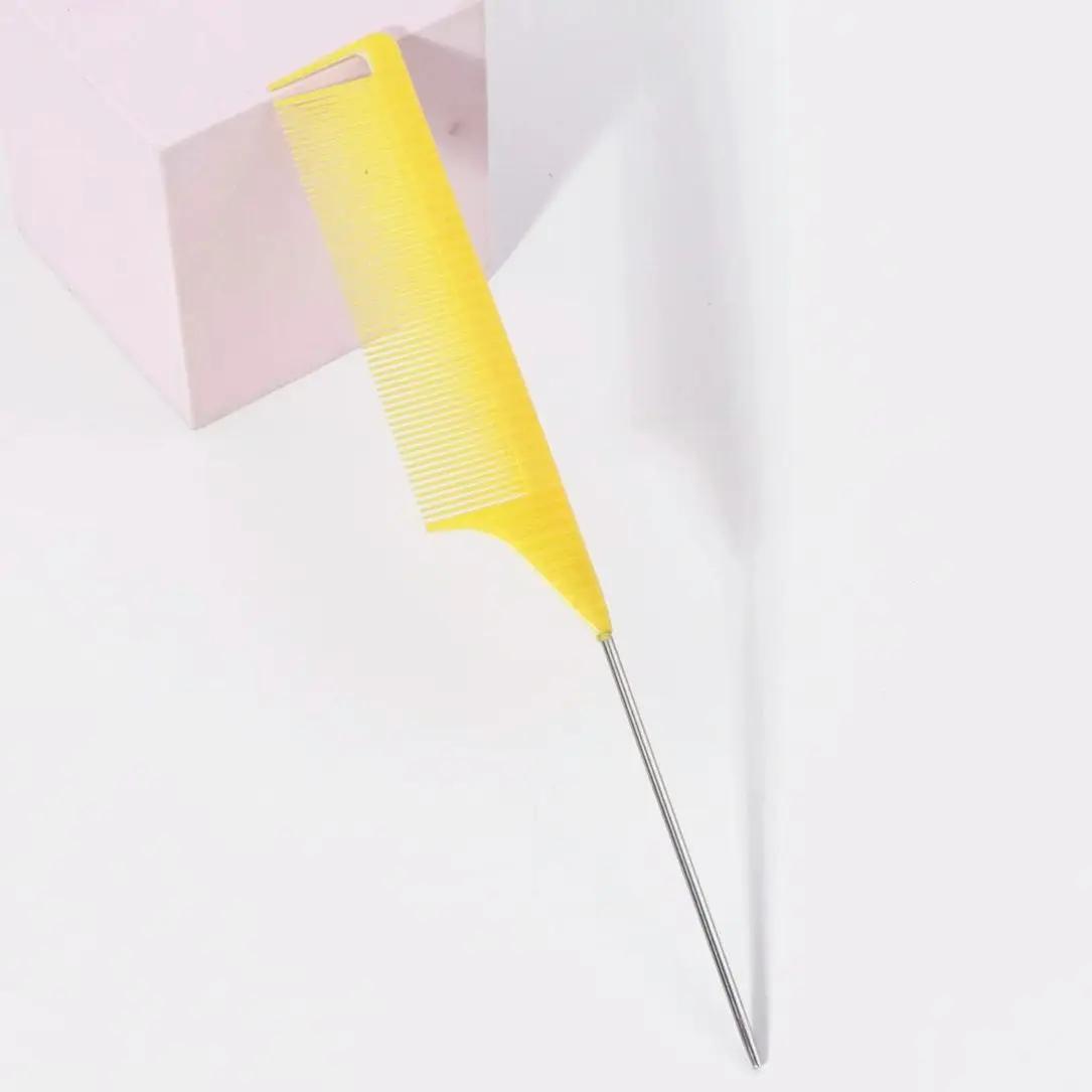 1 قطعة إبرة فولاذية مدببة الذيل مشط مخطط نمط الشبكة ، مناسبة لفصل التمشيط وتصفيفه ، خاص للشعر المستعار الحقيقي #5