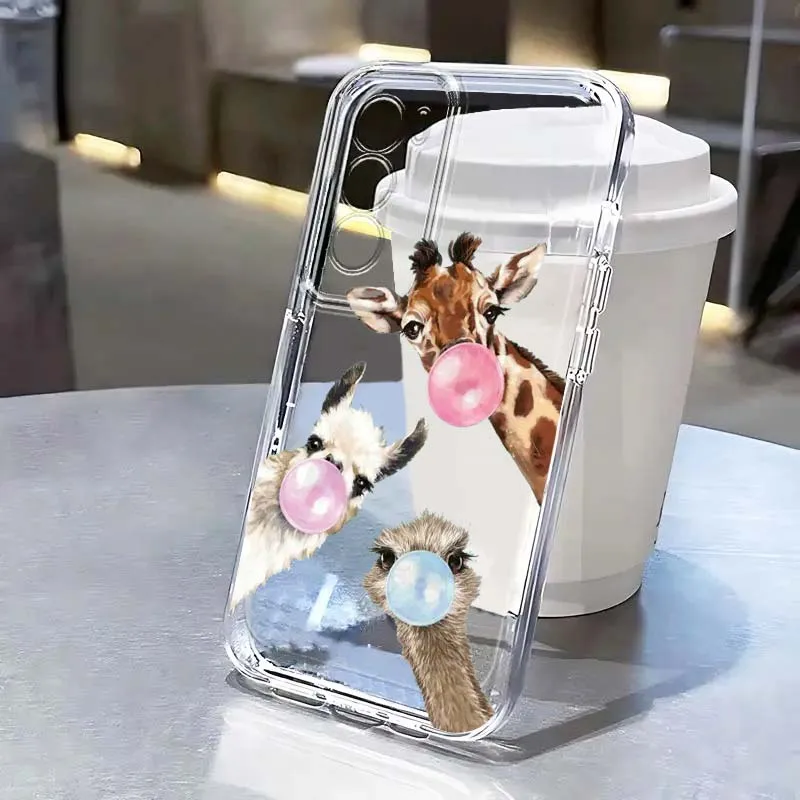 

Giraffes Cute Animals For OPPO A11 A16 A55 A56 A57 A72 A52 A73 A74 A54 A76 A78 Find X5 X6 X7 Ultra Pro 5G Transparent Phone Case