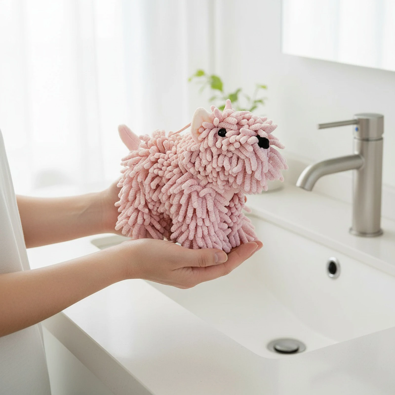 Chenille Dog Hand Towel Fluffy and Soft Cute Puppy Hands Towels Highly Sorbent Microfiber for Bathroom Kitchen Washstand