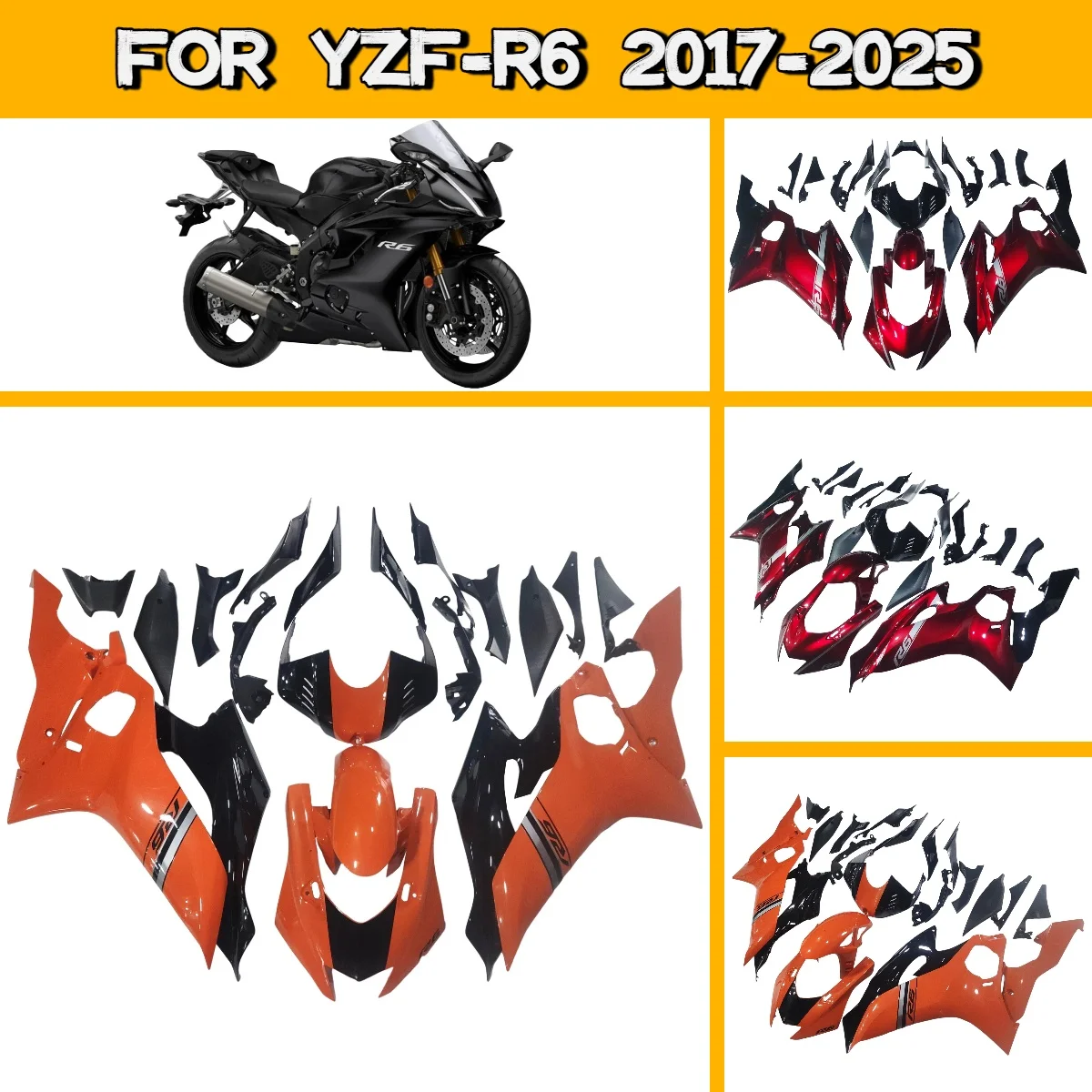 

Комплект обтекателей для мотоцикла Yamaha YZF R6 2017-2025: Уникальный дизайн, литье под давлением, горячая новинка, стиль 17-25 YZFR6