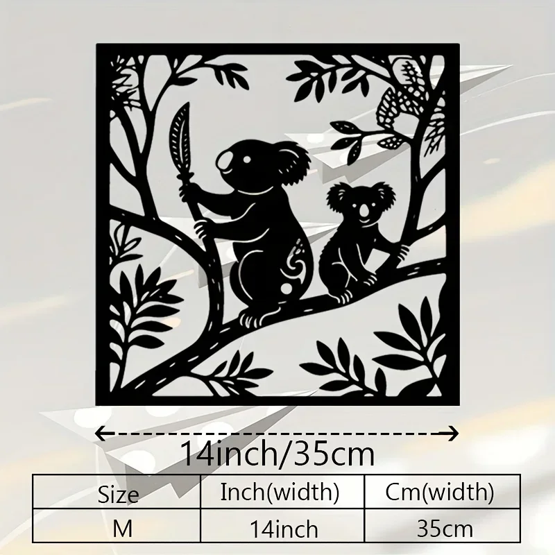 Metal Wall Art Koala Eucalyptus Iron Silhouette Rustic Hanging for Living Room Patio Australia Day Gift