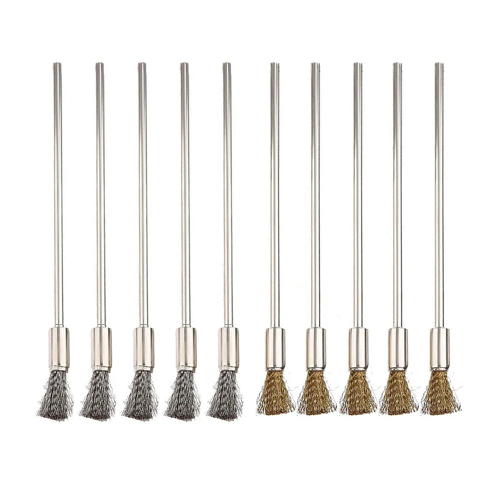 Rust Paint Removal Wire Brushes Brass Brush Long Handle Scratch Brushes Stainless Steel Brush Wire End Brush Rotary Tool