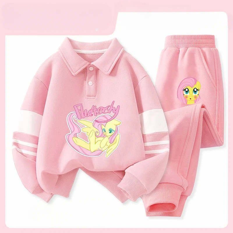 My Little Pony Pinkie Pie Fluttershy Rainbow Dash Cute Kawaii Anime Movie Sweatshirt Set Cartoon Creative Children's Sportswear