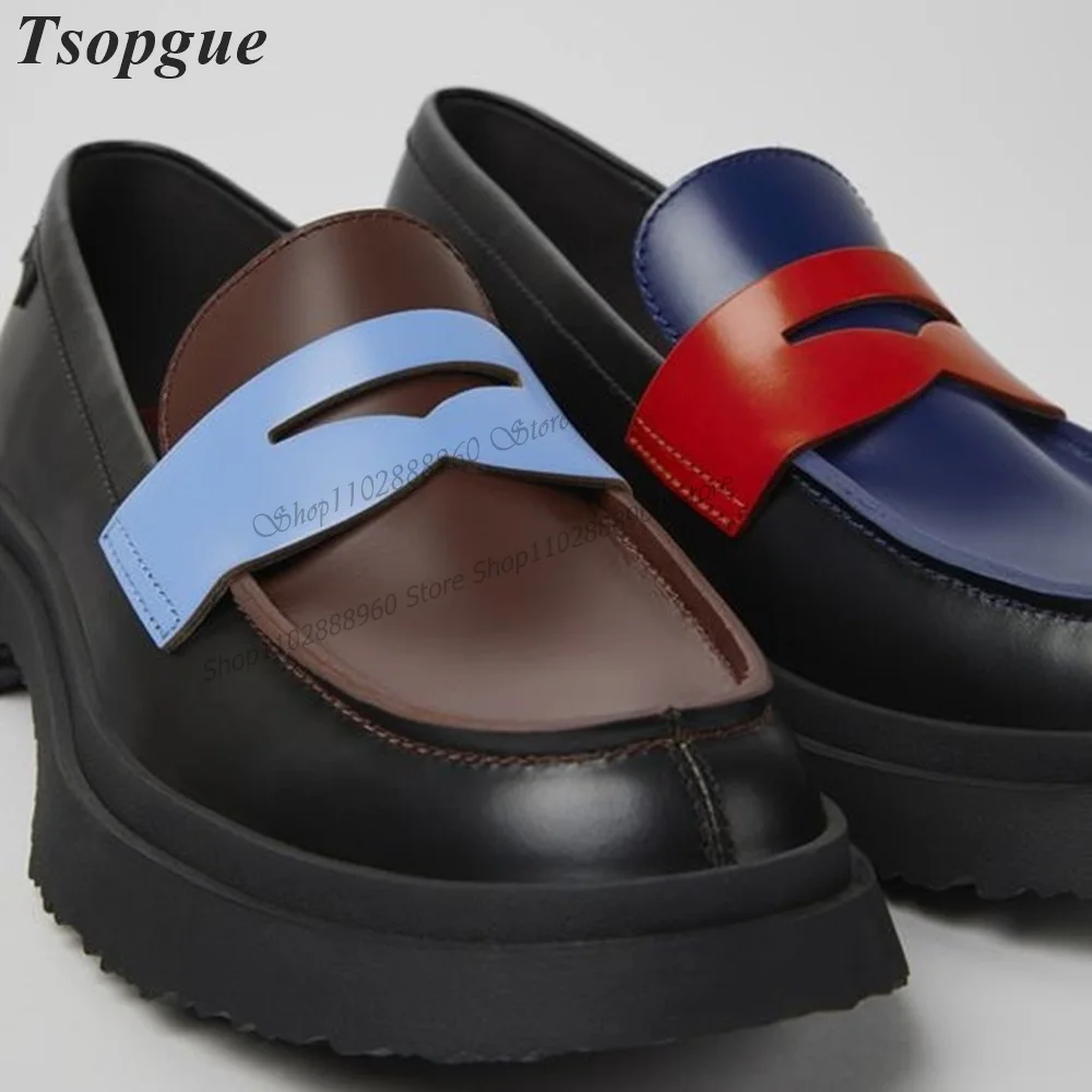 

Mixed Color Matte Leather Belt Men's Loafers Pumps Men Shoes Slip-On Runway Casual Party Shoes 2023 Fashionable Zapatillas Muje