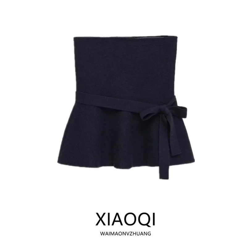 

Winter New Women's Knitted ort Skirt Sle Top Knot Decoration European Sle Knitwear for Teen Girls