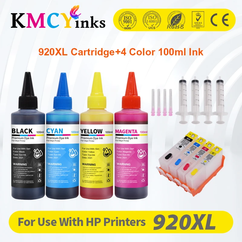 KMCYinks For HP 920 Ink Refillable Cartridge Compatible For HP OfficeJet 7500A 7000 6000W 6500A 6000 6500 Printer With ARC Chip