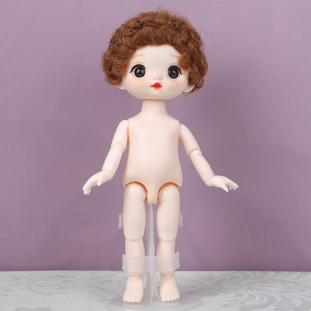 Mini girl cute face 16cm Bjd 1/12 Short Boy Hair Sleeping Pig Naked Body Dress Up Fashion Dolls for Girls Gift DIY Toys