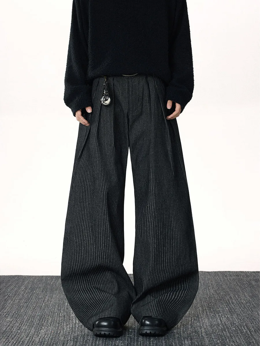 

Loose Straight Leg Men's Trousers Autumn Faion Brand Wide Leg Pants Youth Casual Sle Knife Pleats American Sle Jeans