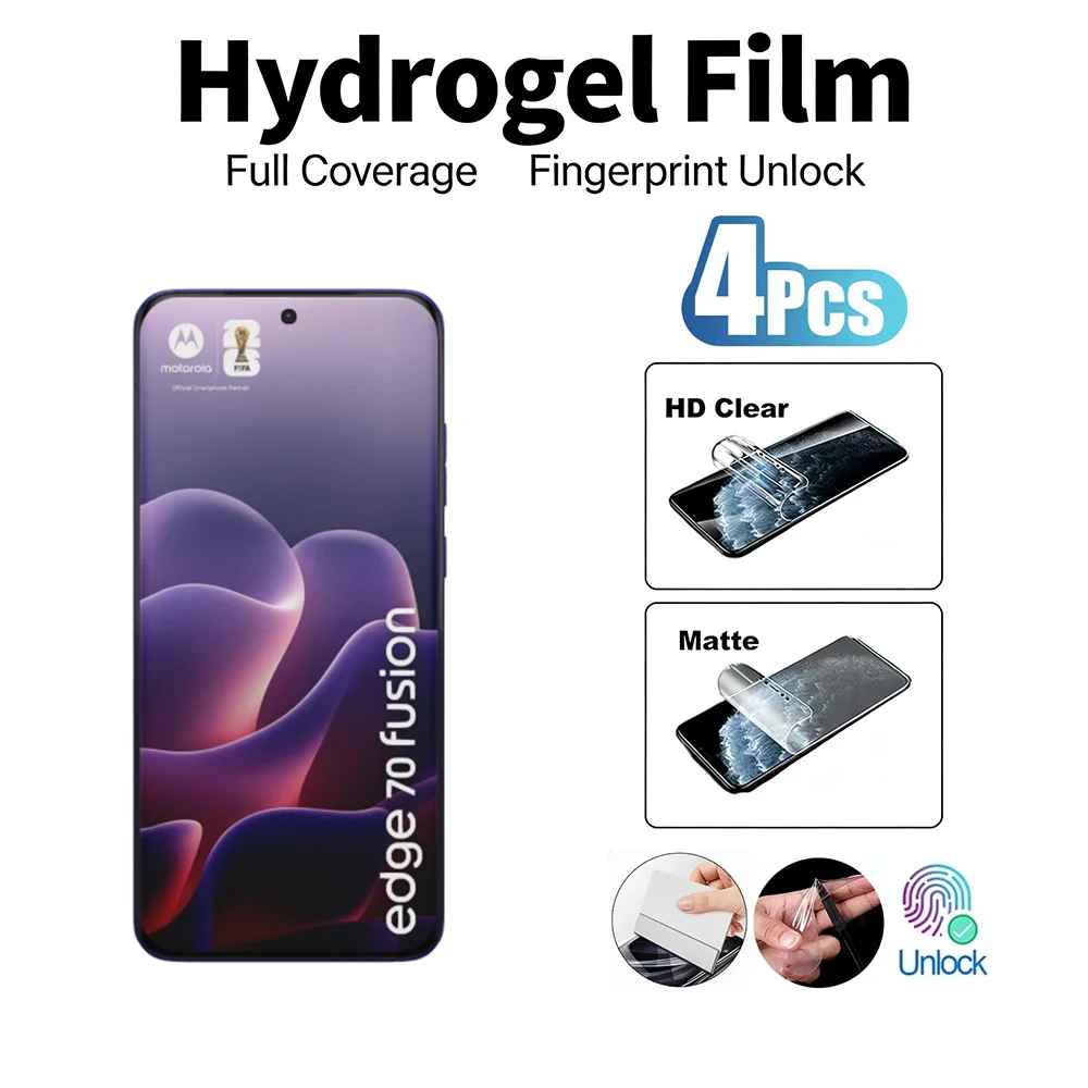 4 Piezas de Película de Hidrogel para Motorola Edge 70 Ultra, Edge 70 Fusion + Plus, Moto G Stylus, G Power, G Play 5G 2026 2025, Protector de Pantalla