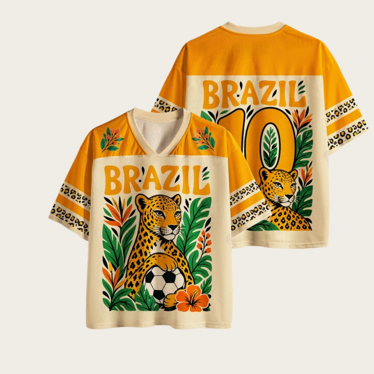 Adult and Child Brazilian Tropical Jungle Black Panther, Tropical Fusarium Flower 3D Printed Breathable Support Short Sleeve