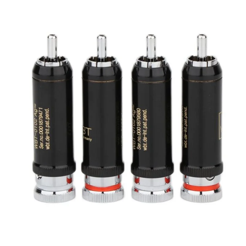 HIFI WBT 0102Ag Rhodium-Plated RCA Plug Audio Video Cable Connector RCA Self-Locking Terminal OD 9mm DIY Audiophile Wire