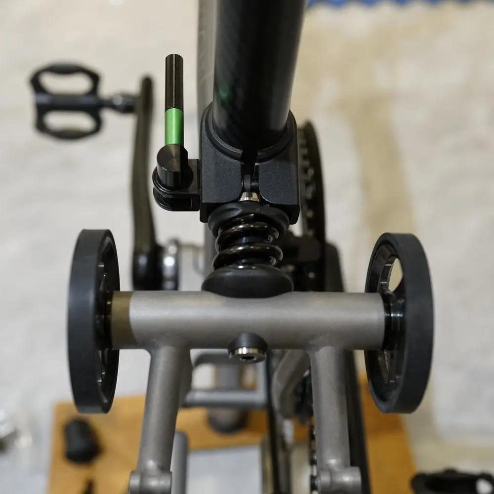 

UnionJack Titanium Spring Shock Absorber for Brompton Tline Pline C4 C12 Folding Bike Rear suspension Max Load 120KG