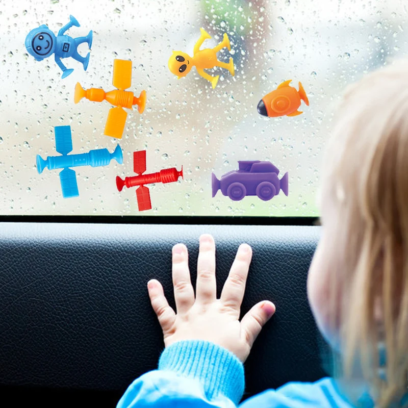 Juguetes de baño de succión para niños, juego de juguetes de ventosa para el espacio exterior de 13 piezas, juguetes de construcción de ventanas sensoriales para niños pequeños, niños y niñas